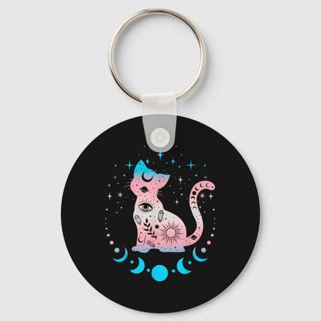 Transgender Cat Astrology Celestial Lgbt Pride Tra Key Ring (Front)