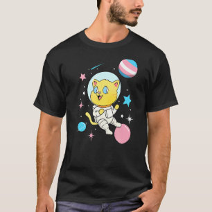 Transgender Cat In Space Trans Pride T-Shirt