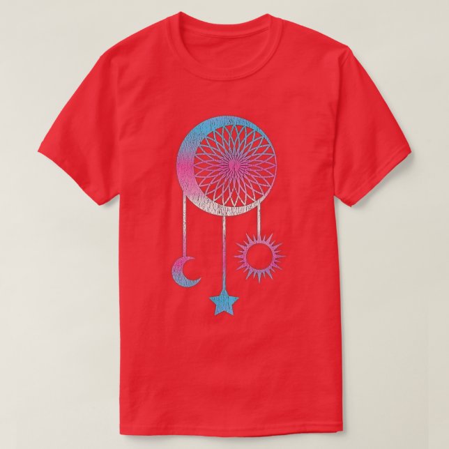Transgender Celestial Trans Pride Flag Dreamcatche T-Shirt (Design Front)