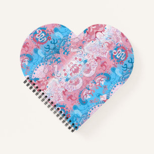 Transgender Dragon Damask - Trans Pride Flag Colou Notebook