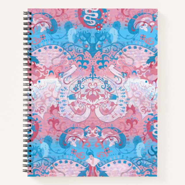 Transgender Dragon Damask - Trans Pride Flag Colou Notebook (Front)