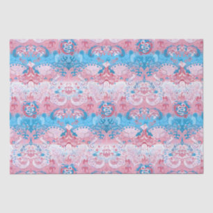 Transgender Dragon Damask - Trans Pride Flag Colou Tissue Paper