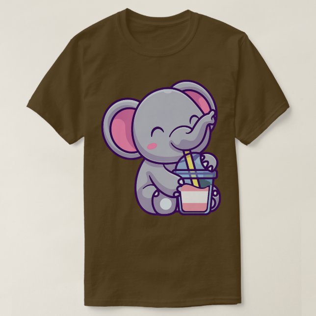 transgender elephant bubble tea transgender elepha T-Shirt (Design Front)