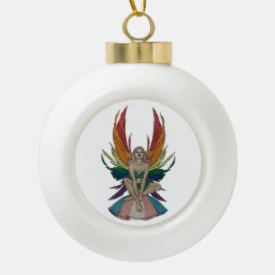 Transgender Faerie Ceramic Ball Christmas Ornament