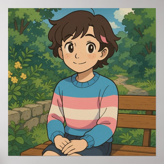 Transgender Flag Anime Person | LGBTQIA+  Poster (Front)