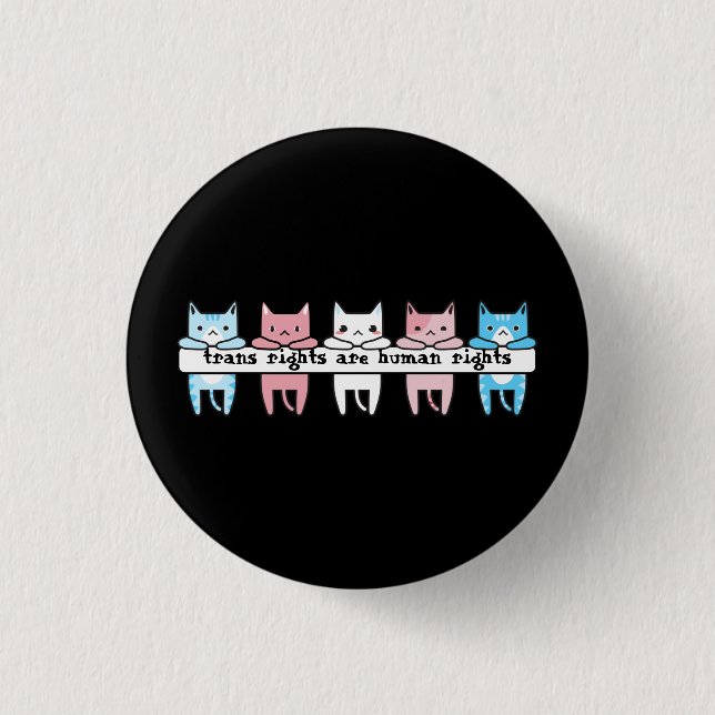 Transgender Flag Cat Trans Rights Are Human Rights 3 Cm Round Badge (Front)