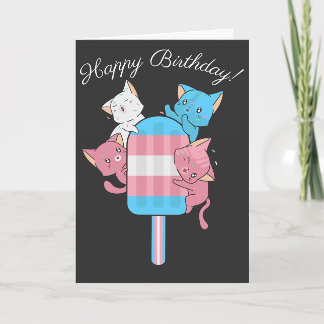 Transgender Flag Cats and a Popsicle Card (Front)