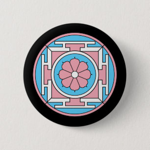 Transgender Flag Colours Mandala New Moon LGBT 6 Cm Round Badge