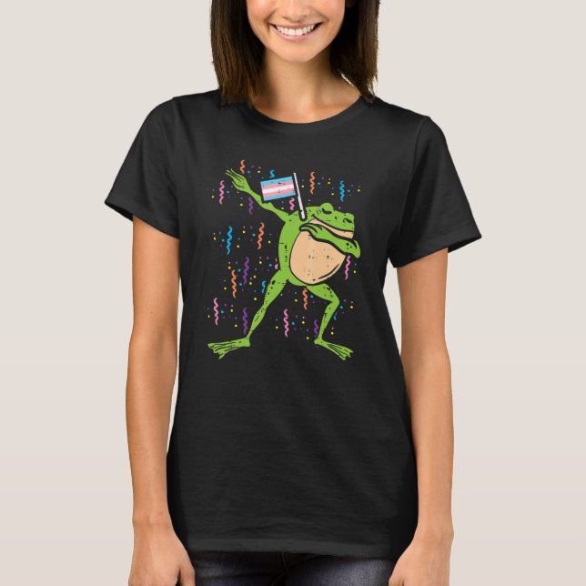 Transgender Flag Frog Dab Lgbt Trans Pride Stuff A T-Shirt (Front)