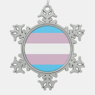 Transgender Flag Ornament (Pewter Snowflake)