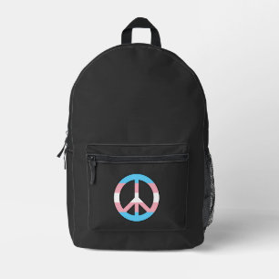 Transgender flag peace sign printed backpack