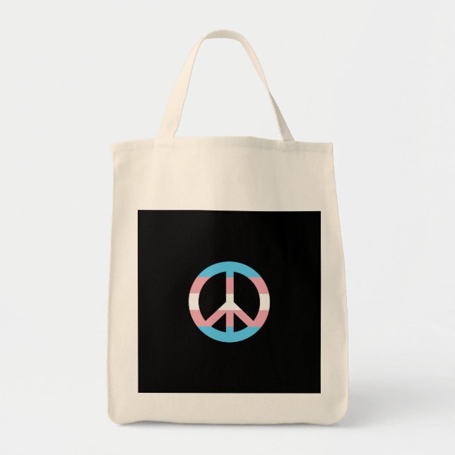 Transgender flag peace sign  tote bag (Front)