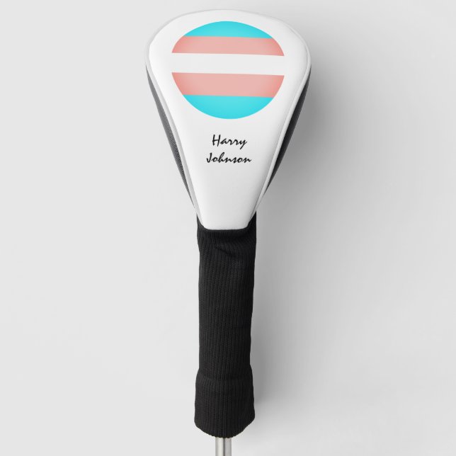 Transgender Flag & Pride golfing monogrammed /LGBT Golf Head Cover (Front)
