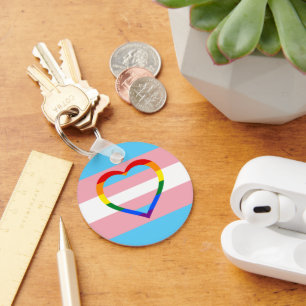 Transgender Flag, Rainbow Heart & Pride /gender Key Ring