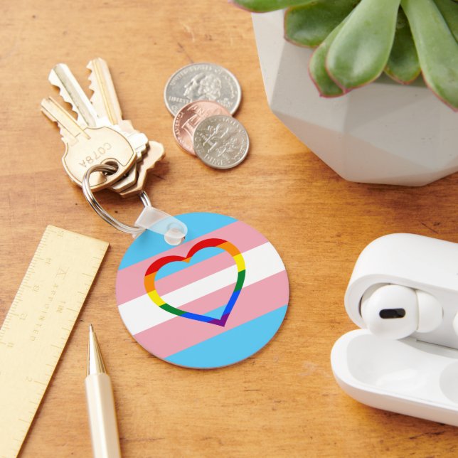 Transgender Flag, Rainbow Heart & Pride /gender Key Ring (Desk)