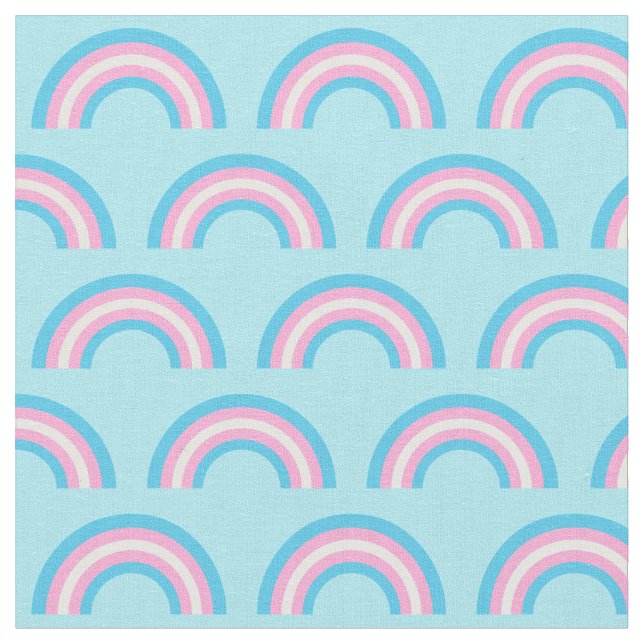Transgender Flag Rainbows Cute Blue Pink White Fabric (Close Up)