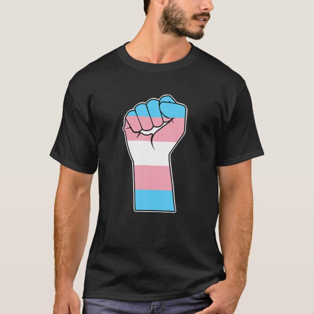 Transgender Flag Transsexual Fist Trans Pride LGBT T-Shirt (Front)