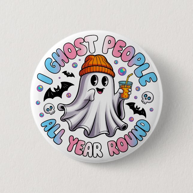 Transgender Funny Halloween – I Ghost People 6 Cm Round Badge (Front)