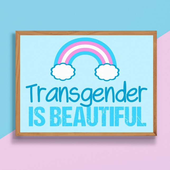 Transgender is Beautiful Rainbow Blue Pink White Poster (Creator Uploaded)