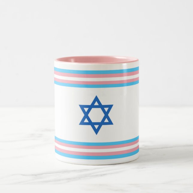Transgender Israel Pride Flag Two-Tone Coffee Mug (Center)