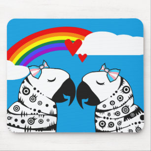 Transgender Lesbian Parrots Couple Mouse Pad