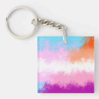 Transgender lesbian pride flag pin key ring