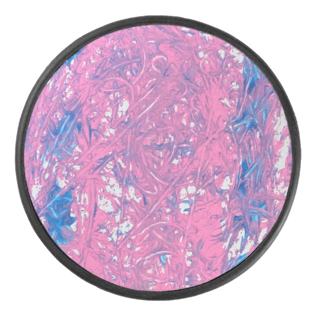 Transgender Marble Artwork Hockey Puck (Front)