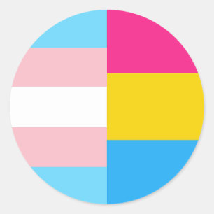 Transgender Pansexual Dual Pride Flag Classic Round Sticker