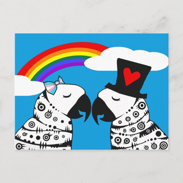 Transgender Parrot Girl with Boyfriend Postcard (Front)