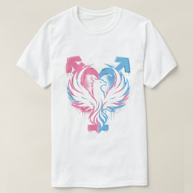 Transgender Phoenix Heart Pride T-Shirt (Design Front)