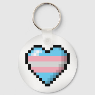 Transgender Pixel Heart Key Ring