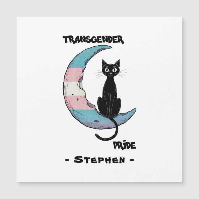 Transgender Pride – Black Cat on Trans Flag Moon (Front)