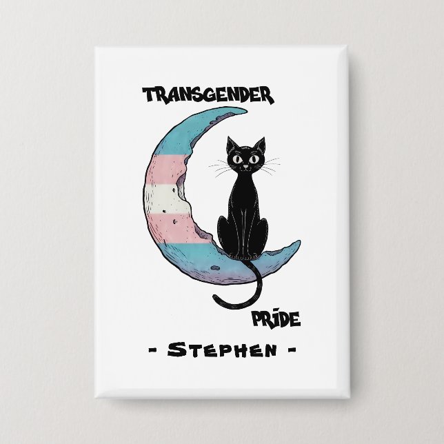Transgender Pride – Black Cat on Trans Flag Moon (Front)