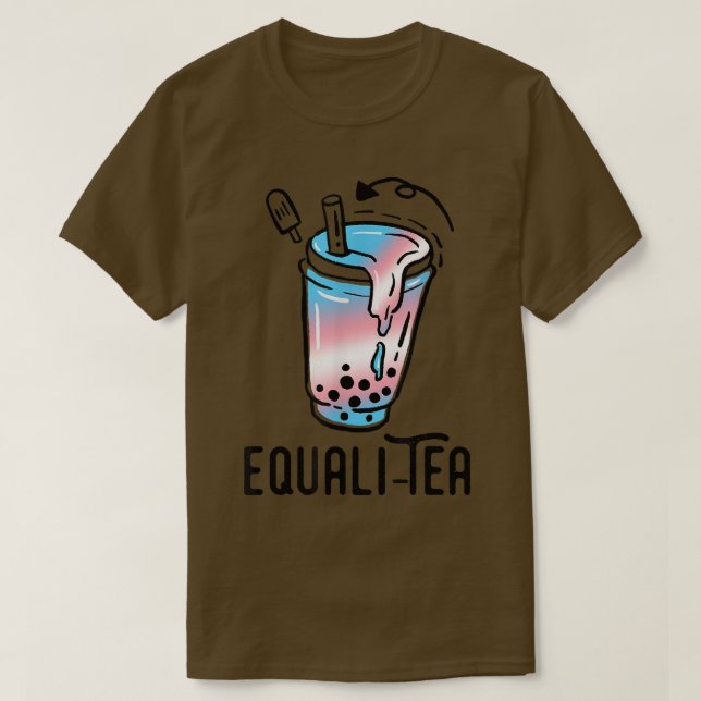 Transgender Pride Bubble Tea Funny LGBT Trans Flag T-Shirt (Design Front)