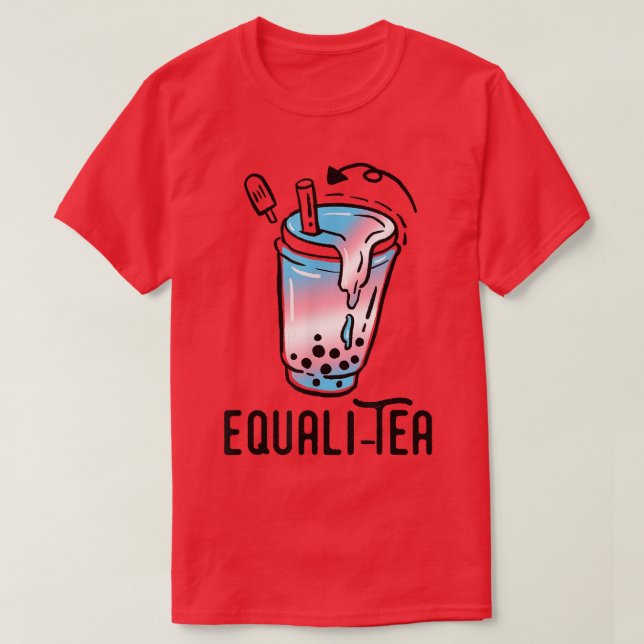 Transgender Pride Bubble Tea Funny LGBT Trans Flag T-Shirt (Design Front)