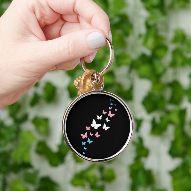 Transgender Pride Butterfly Trail Key Ring (Hand)
