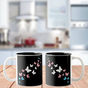 Transgender Pride Butterfly Trail Two-Tone Coffee Mug