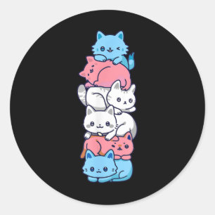 Transgender Pride Cat Lgbt Trans Flag Cute Cats Pi Classic Round Sticker