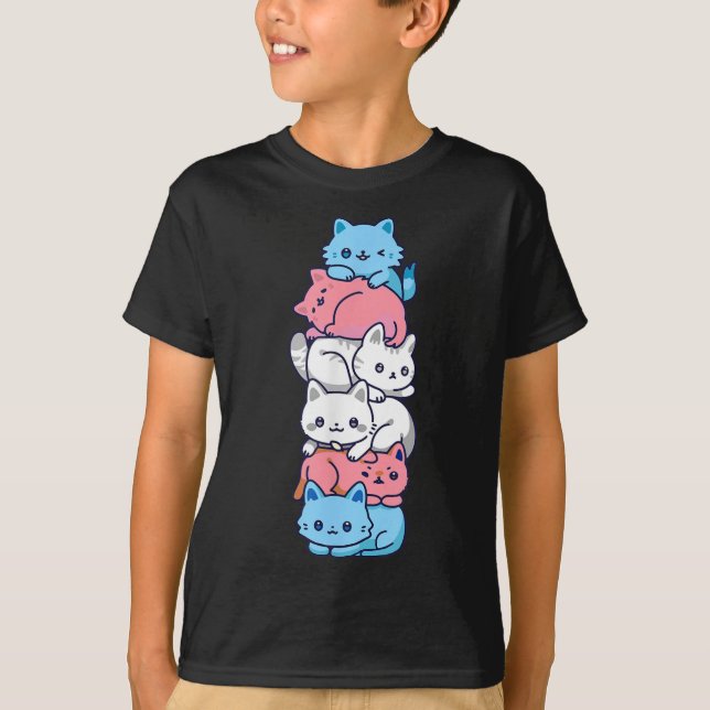 Transgender Pride Cat Lgbt Trans Flag Cute Cats Pi T-Shirt (Front)