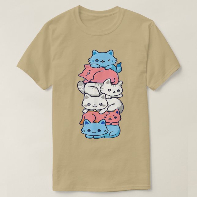 Transgender Pride Cat LGBT Trans Flag Cute Cats Pi T-Shirt (Design Front)