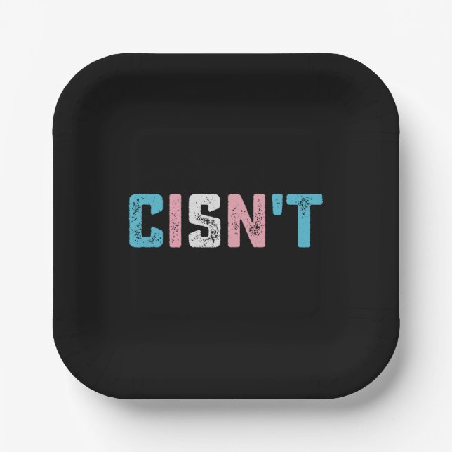 Transgender Pride Cisn't LGBTQ Trans Flag Funny Paper Plate (Front)