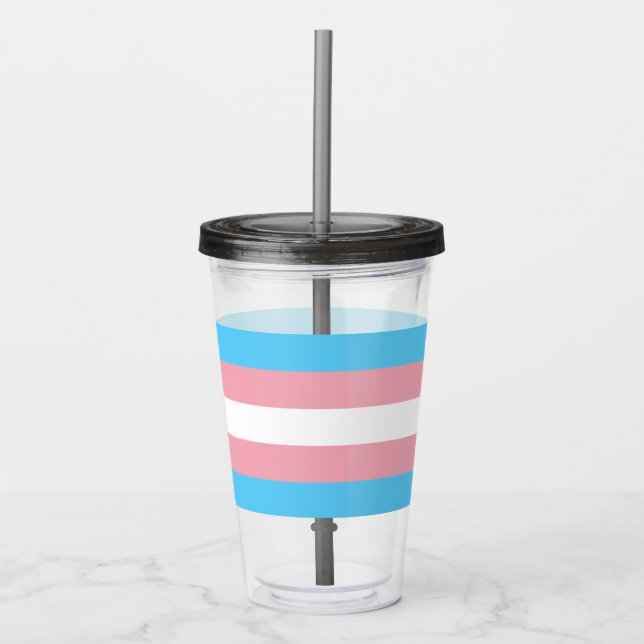 Transgender Pride Flag Acrylic Tumbler (Front)