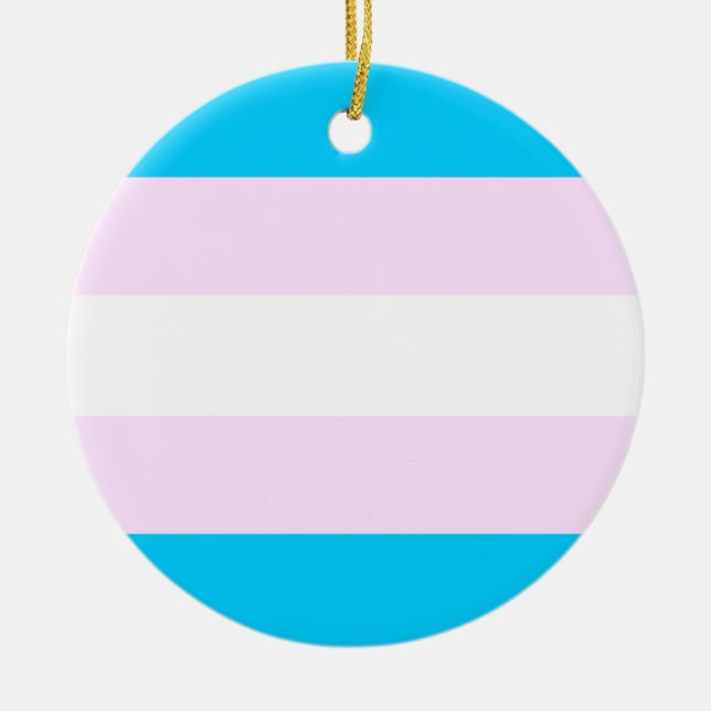 Transgender pride flag ceramic tree decoration (Front)