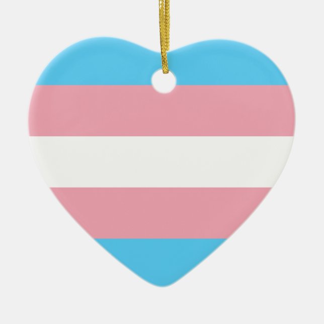 Transgender Pride Flag Ceramic Tree Decoration (Front)