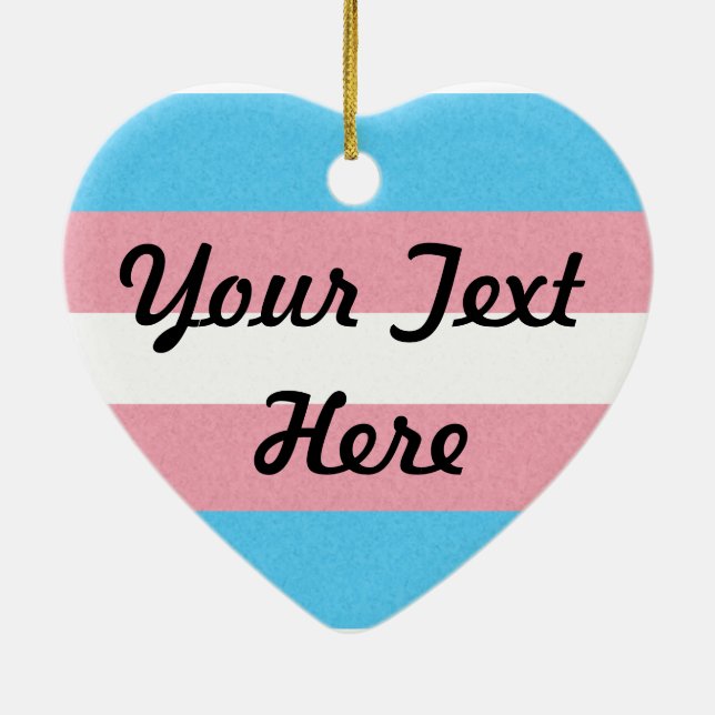 Transgender Pride Flag Colored Background Ceramic Tree Decoration (Back)