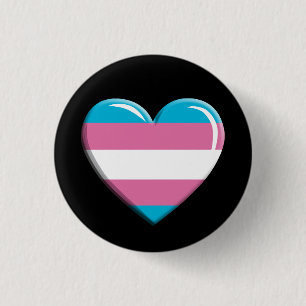 Transgender Pride Flag Heart Shaped 3 Cm Round Badge