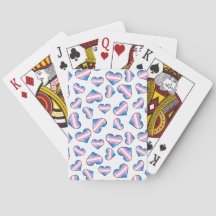 Transgender Pride Flag Hearts Playing Cards