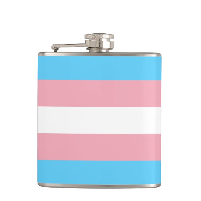 Transgender Pride flag Hip Flask (Front)