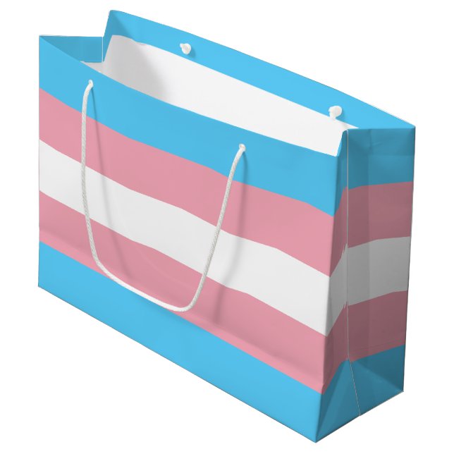 Transgender Pride Flag Large Gift Bag (Front Angled)