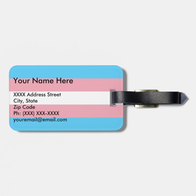 Transgender Pride Flag Luggage Tag (Back Horizontal)